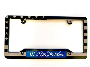 American Flag Blue Line - We the People Aluminum License Plate Frame