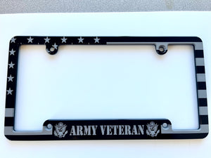 Army Veteran American Flag Aluminum License Plate Frame