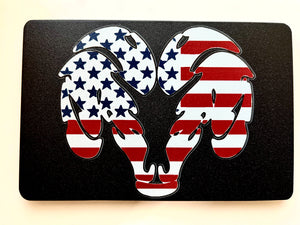 Ram Head American Flag Color Hitch Cover