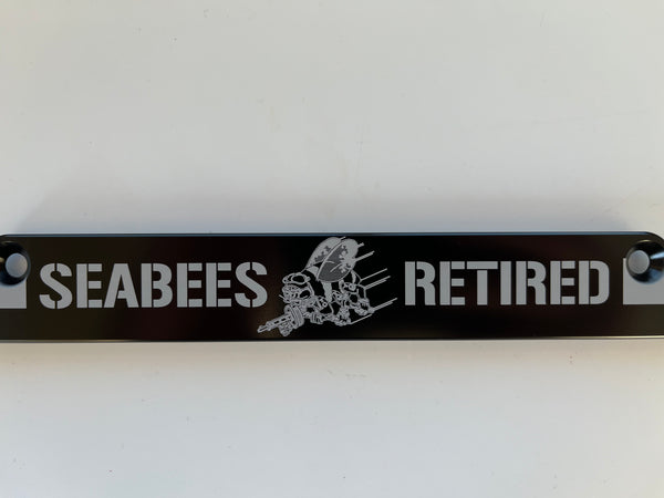 Navy Seabees Retired American Flag Billet Aluminum License Plate