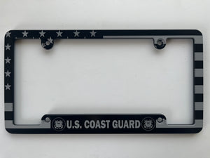 Coast Guard American Flag Aluminum License Plate Frame