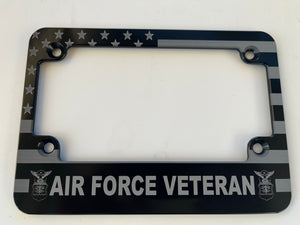 Air Force Veteran American Flag Aluminum Motorcycle License Plate Frame