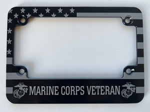 American Flag Marine Corps Veteran Aluminum Motorcycle License Plate Frame