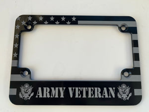 Army Veteran American Flag Aluminum Motorcycle License Plate Frame
