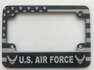 Air Force - New Logo American Flag Aluminum Motorcycle License Plate Frame
