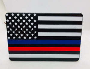 American Flag First Responder Blue and Red Line Hitch Cover
