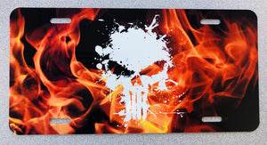 Punisher Skull with Flames License Plate