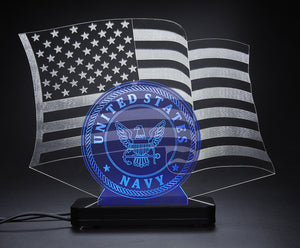 United States Navy With American Flag LED Light