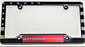 American Flag Red Line Fireman - Duty Honor Courage License Plate Frame