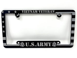 Army Vietnam Veteran American Flag Billet Aluminum License Plate Frame