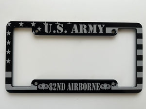 Army 82nd Airborne American Flag Aluminum License Plate Frame
