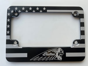 Indian American Flag Aluminum Motorcycle License Plate Frame