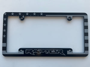Raptor American Flag Aluminum License Plate Frame