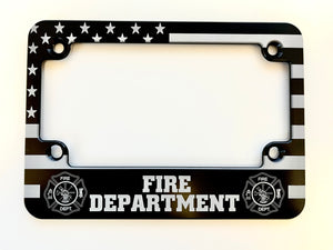 Fire Department American Flag Motorcycle Aluminum License Plate Frame