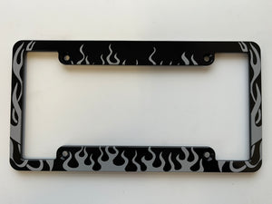Flame Design Aluminum License Plate Frame