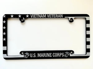 Marine Corps Vietnam Veteran American Flag Aluminum License Plate Frame