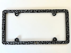 Leopard Print Slim Aluminum License Plate Frame