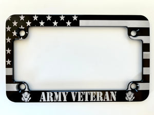 Army Veteran American Flag Slim Aluminum Motorcycle License Plate Frame