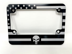 Punisher American Flag Billet Aluminum Motorcycle License Plate Frame