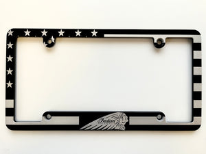 Indian American Flag Aluminum License Plate Frame