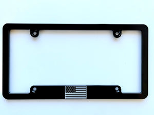 Small American Flag Aluminum License Plate Frame