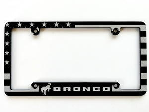 Bronco American Flag Aluminum License Plate Frame