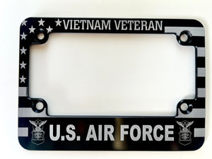 Air Force Vietnam Veteran American Flag Aluminum Motorcycle License Plate Frame