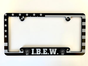 IBEW American Flag Aluminum License Plate Frame