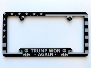 Trump Won MAGA American Flag License Plate Frame