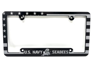 Navy Seabees American Flag Billet Aluminum License Plate Frame