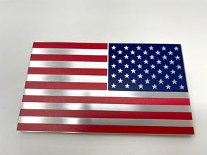 Billet Aluminum Color American Flag -  Reverse Emblem