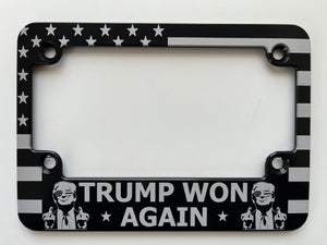 Trump Won MAGA American Flag Aluminum Motorcycle License Plate Frame