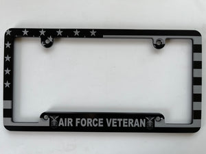 Air Force Veteran American Flag Aluminum License Plate Frame