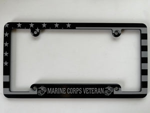 Marine Corps Veteran American Flag Aluminum License Plate Frame