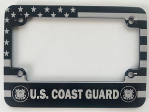 Coast Guard American Flag Aluminum Motorcycle License Plate Frame