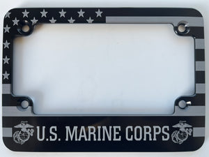 American Flag US Marine Corps Aluminum Motorcycle License Plate Frame
