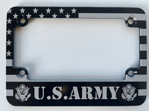US Army American Flag Aluminum Motorcycle License Plate Frame