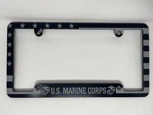 American Flag Marine Corps Aluminum License Plate Frame