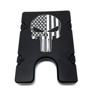 Punisher with American Flag - BilletVault Aluminum Wallet