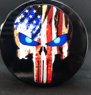 Punisher American Flag Blue Eyes Hitch Cover