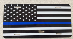 American Flag Subdued Thin Blue Line License Plate