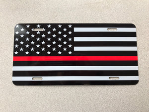 American Flag Subdued Thin Red Line License Plate – HMC BILLET