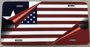 American Flag over Texas Flag