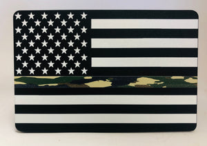 American Flag With Thin Camo Line Hitch Cover