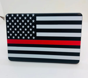 American Flag With Red Line Hitch Cover