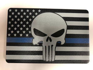 American Flag with Blue Line Punisher Hitch Cover