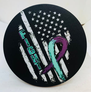 Cancer Awareness Ovarian with Flag Hitch Cover
