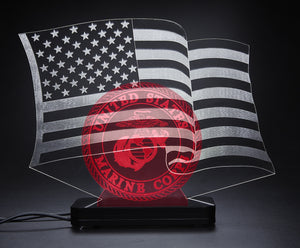 United States Marine Corps With American Flag LED Light